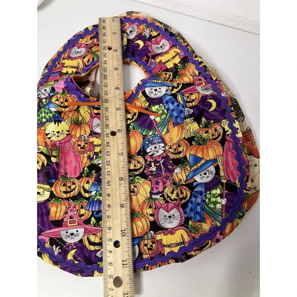Set Of 2 Handmade Halloween Baby Bibs Cats Jackolanterns Spooky Trick Or Treat